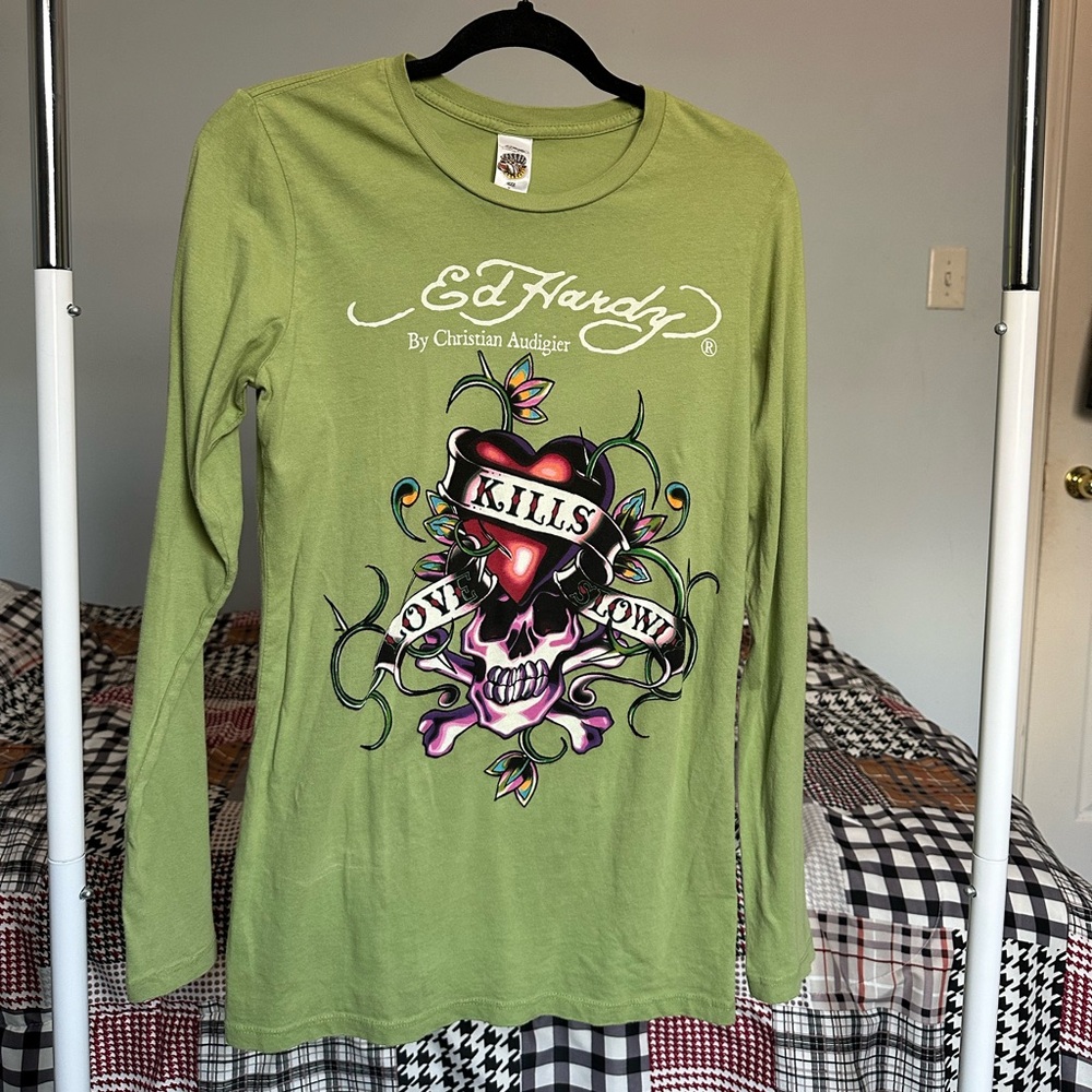 Ed Hardy Women’s Y2K Green Long Sleeve Shirt